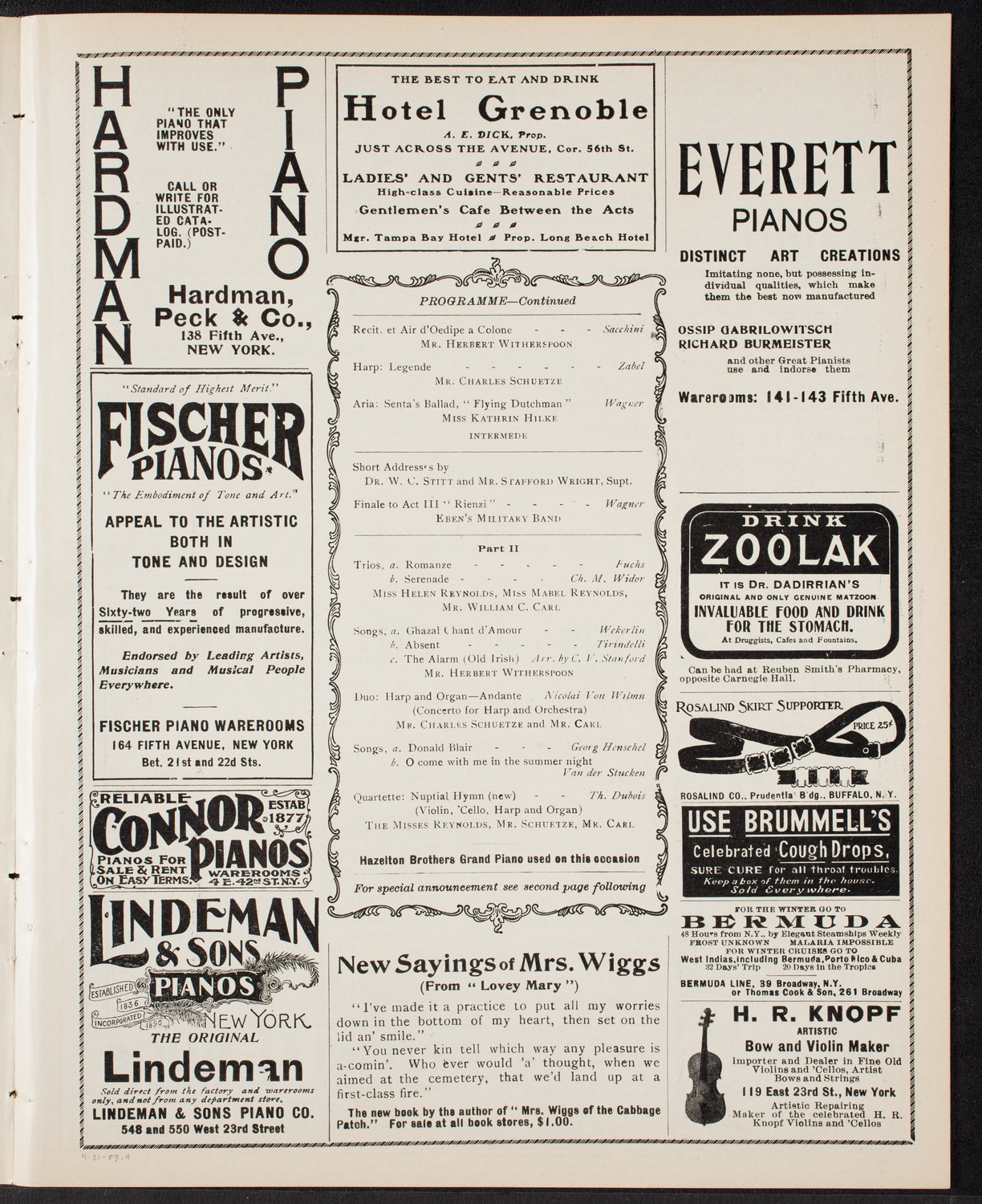 Benefit: Seamen's Christian Association, April 21, 1903, program page 7