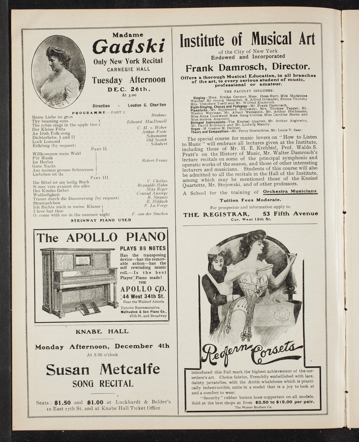 New York Symphony Orchestra, November 26, 1905, program page 2
