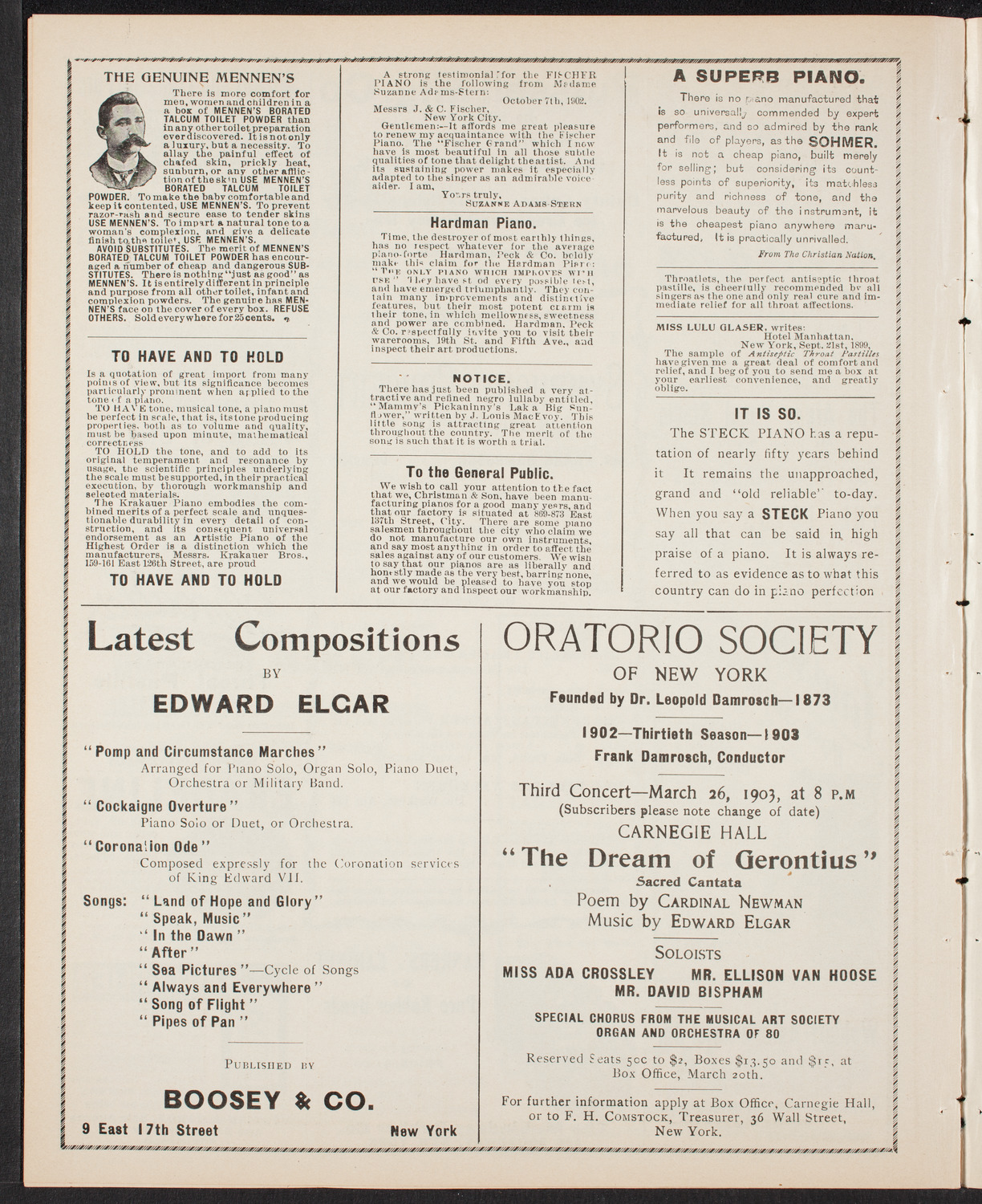 Oratorio Society of New York, March 24, 1903, program page 10