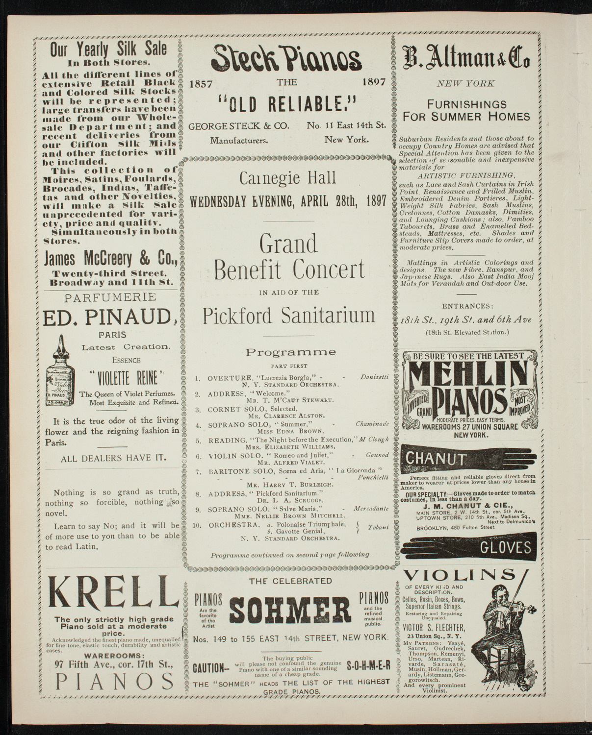 Grand Concert in Aid of the Pickford Sanitarium, April 28, 1897, program page 4