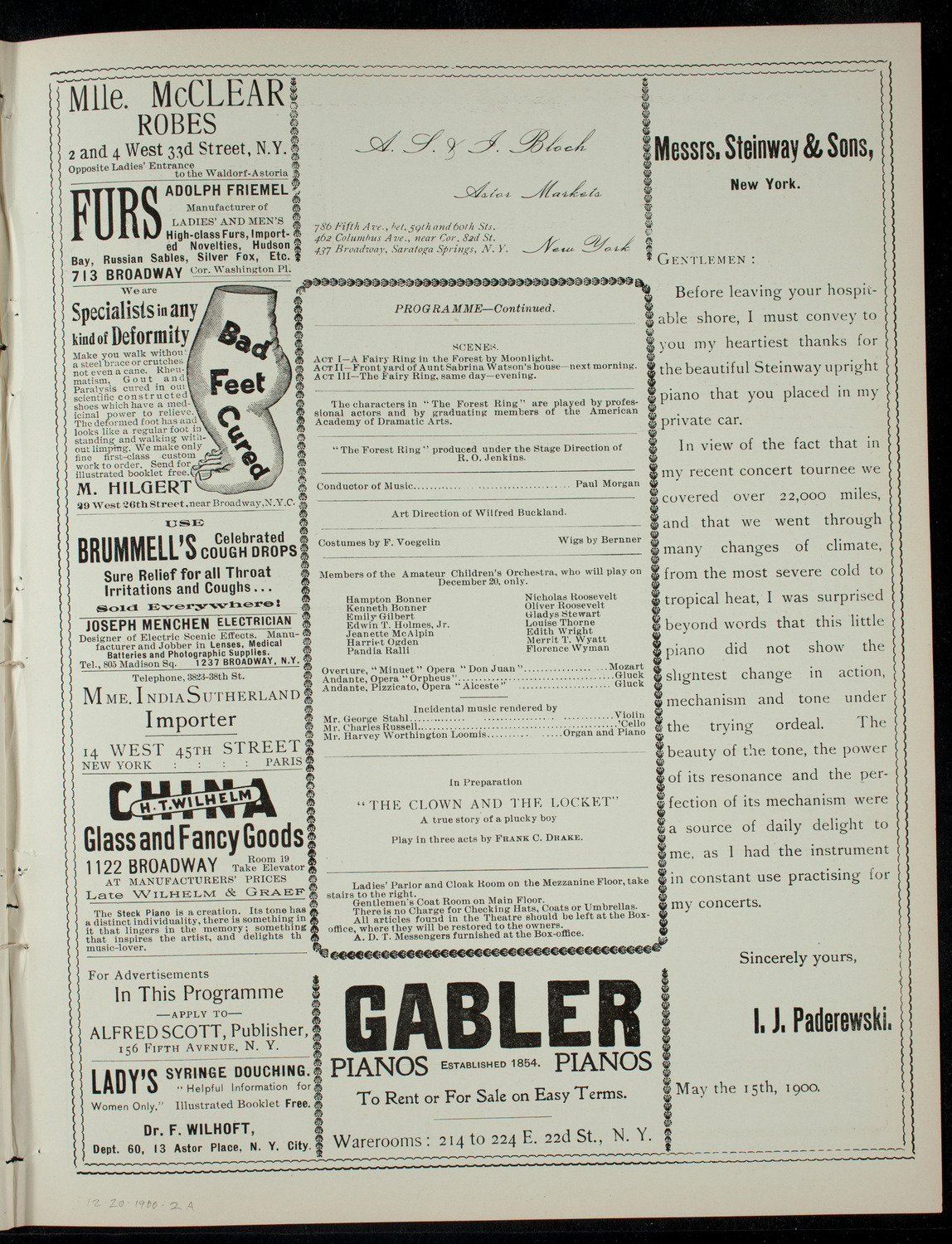 The Children's Theatre, December 20, 1900, program page 3