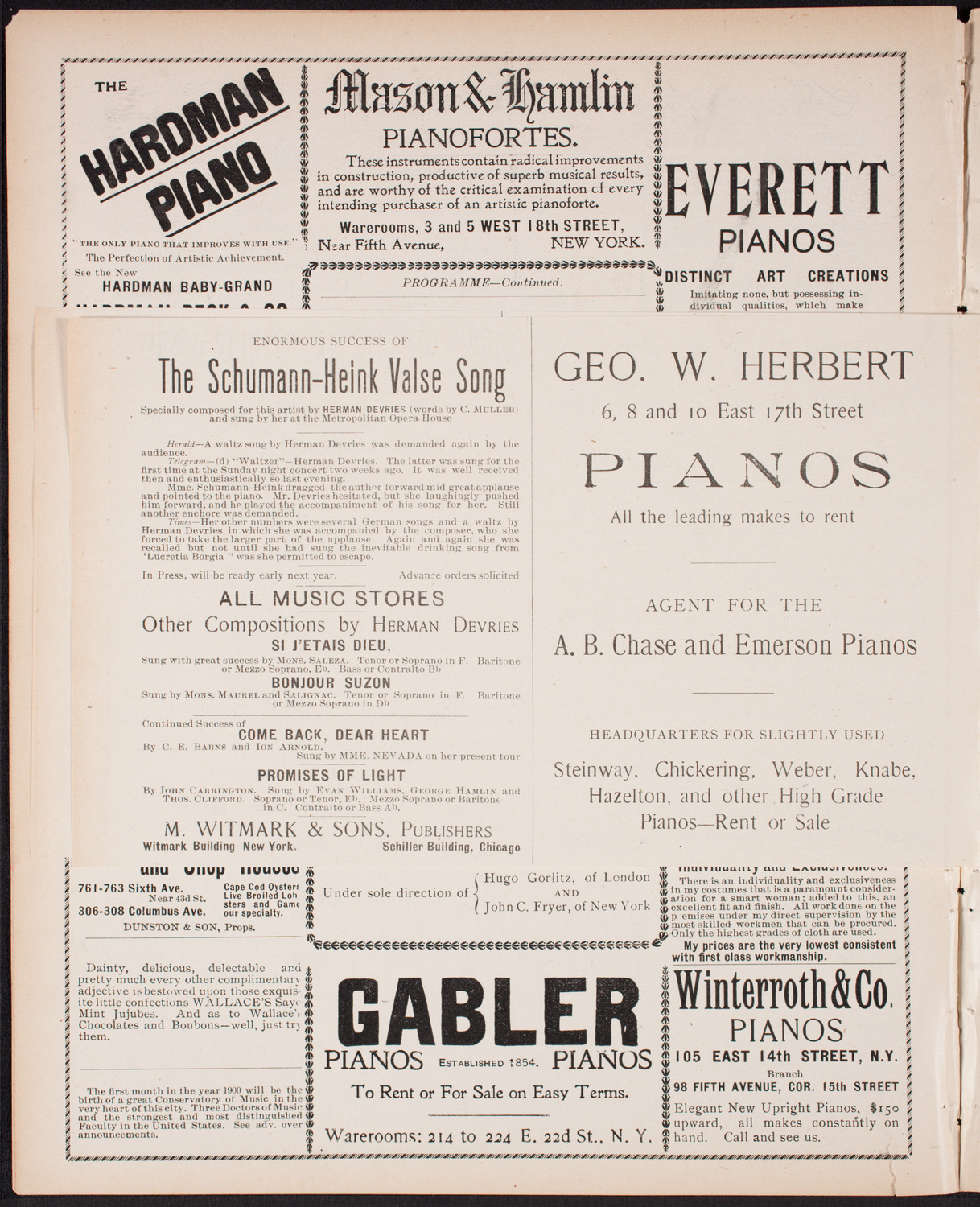 Ignacy Jan Paderewski, Piano, January 6, 1900, program page 10