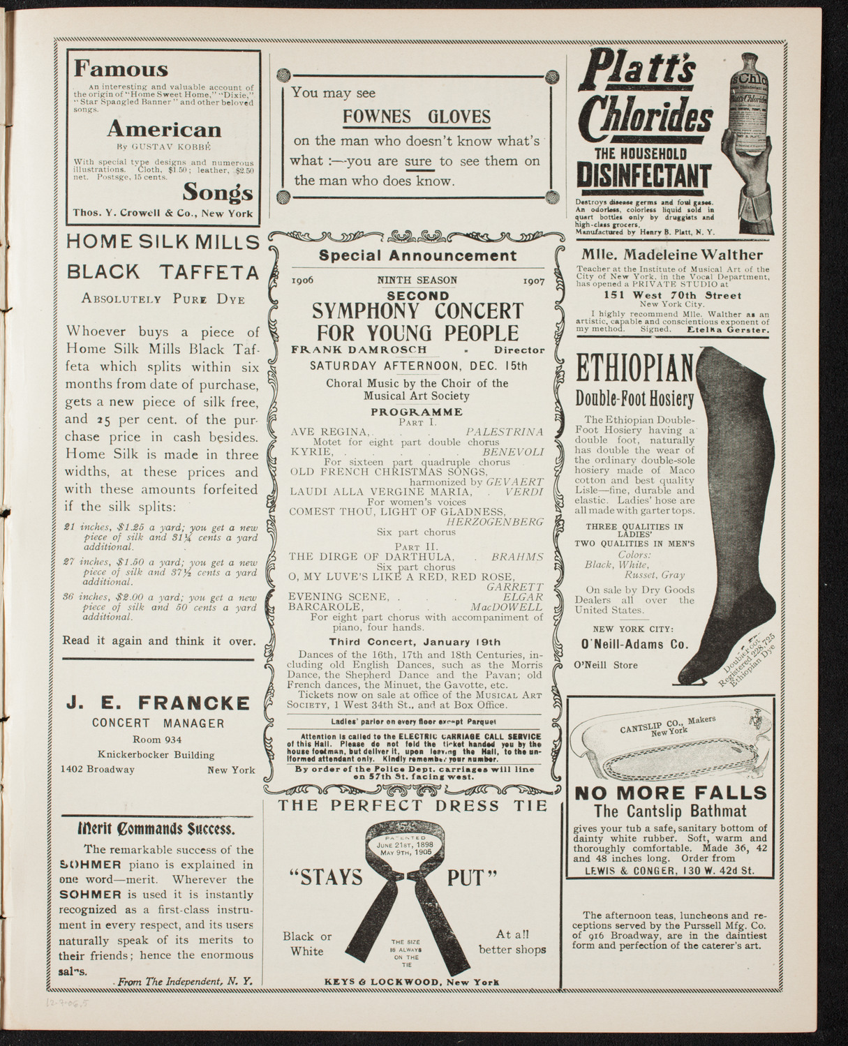 Frances Macmillen with New York Symphony Orchestra, December 7, 1906, program page 9
