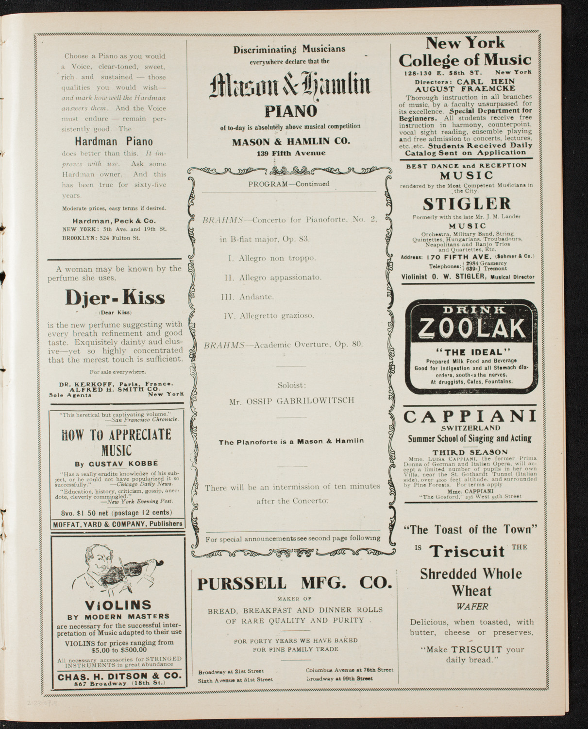 Boston Symphony Orchestra, February 23, 1907, program page 7