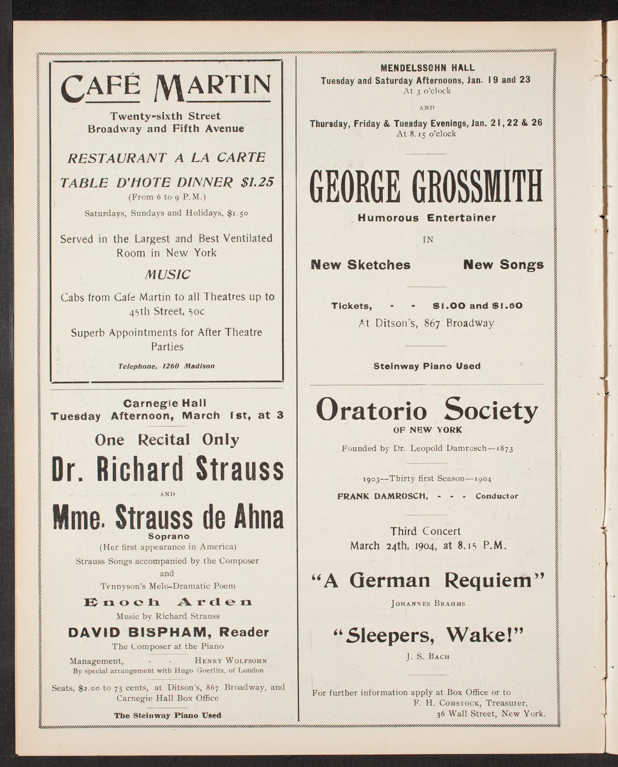 Benefit: St. Vincent de Paul Society, January 17, 1904, program page 10