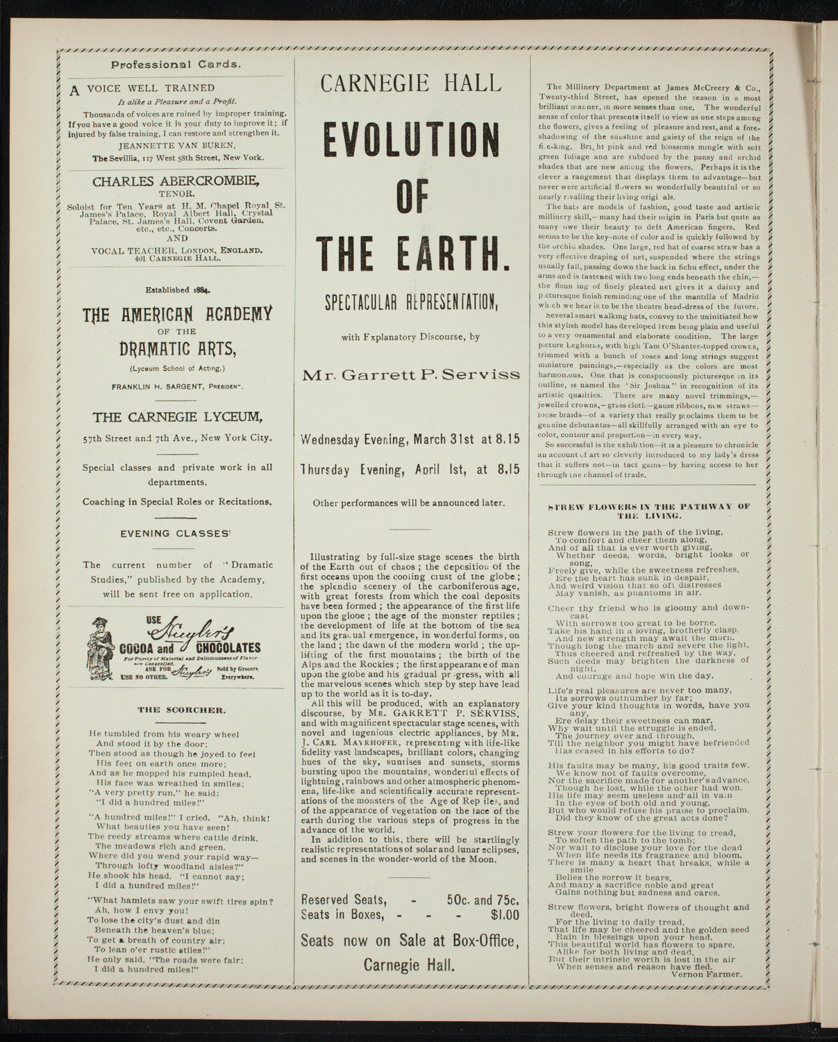 Illustrated Lecture: Evolution of the Earth, March 29, 1897, program page 2