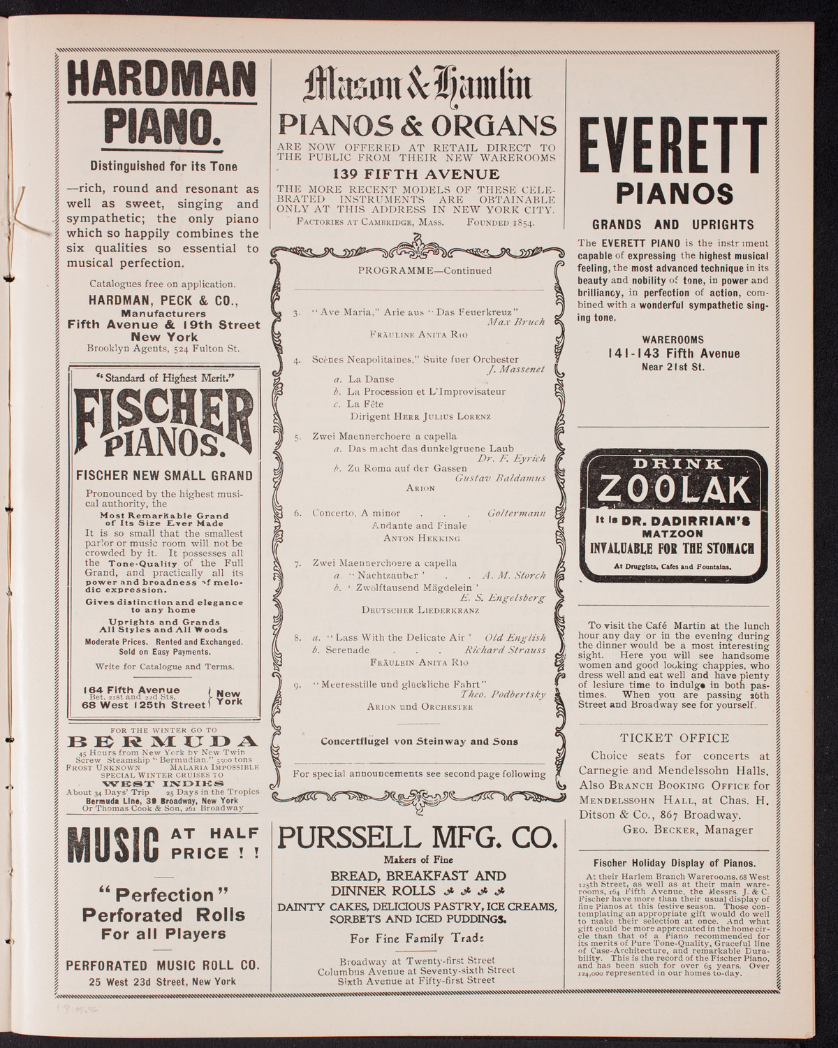 Benefit: German Hospital and Dispensary, January 8, 1905, program page 7