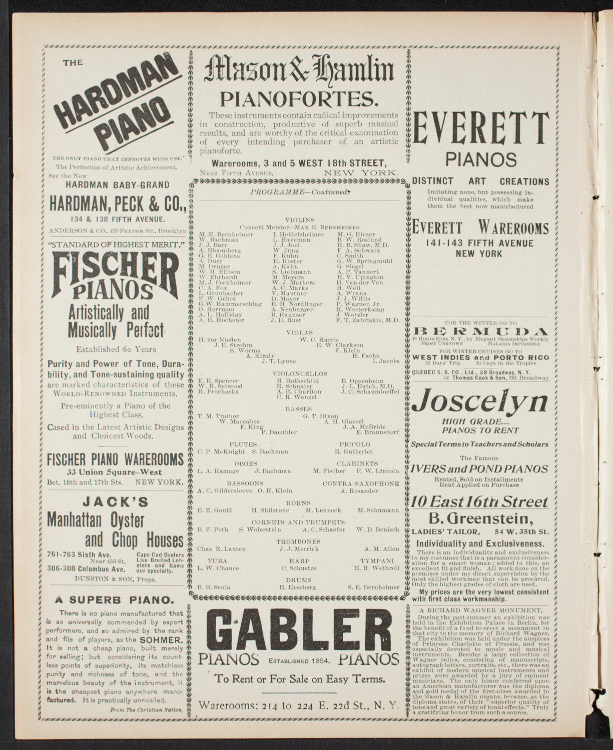 Amicitia Orchestral Club, May 4, 1900, program page 6