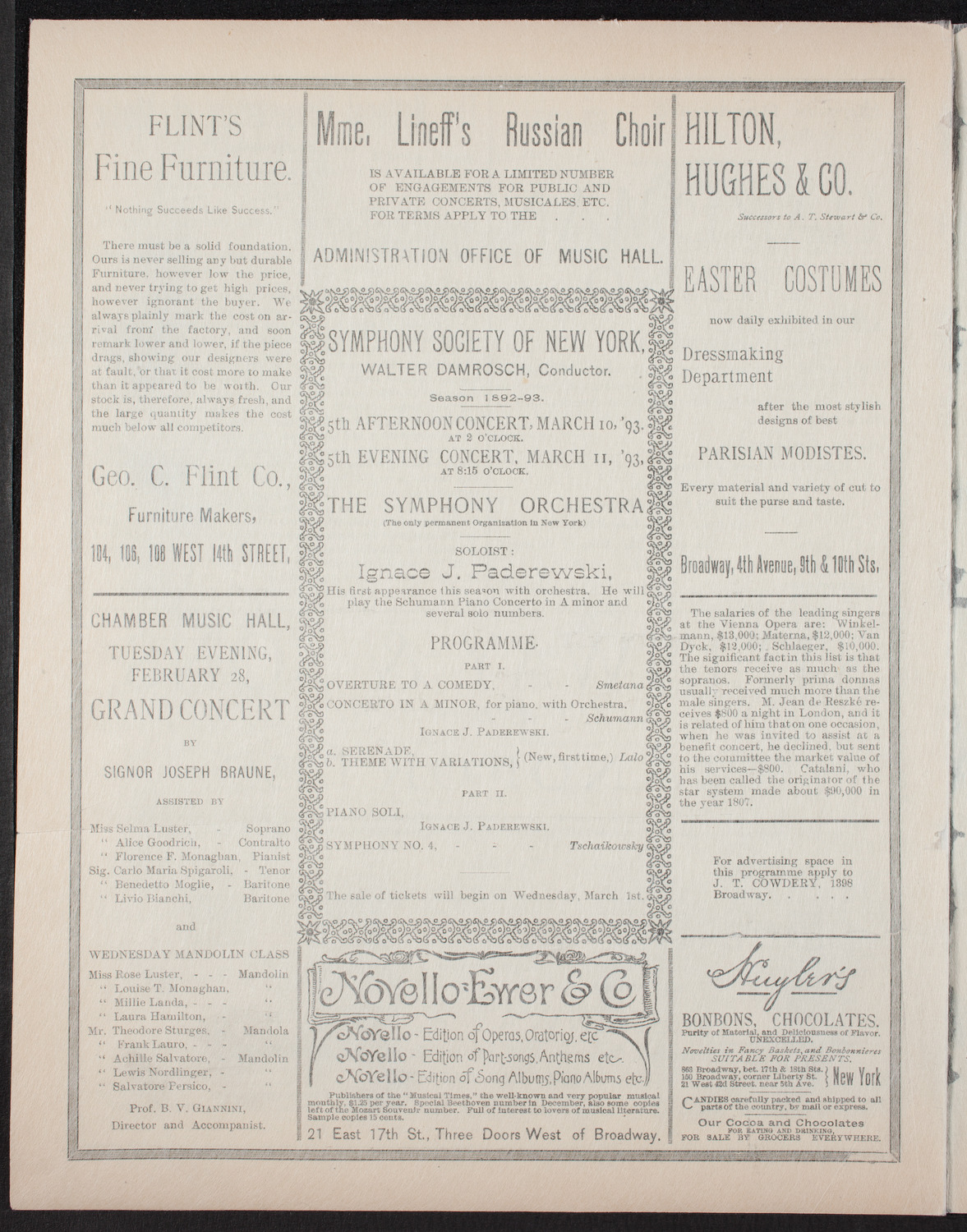 Grand Wagner Concert to Benefit the Orthopaedic Dispensary and Hospital, February 25, 1893, program page 6