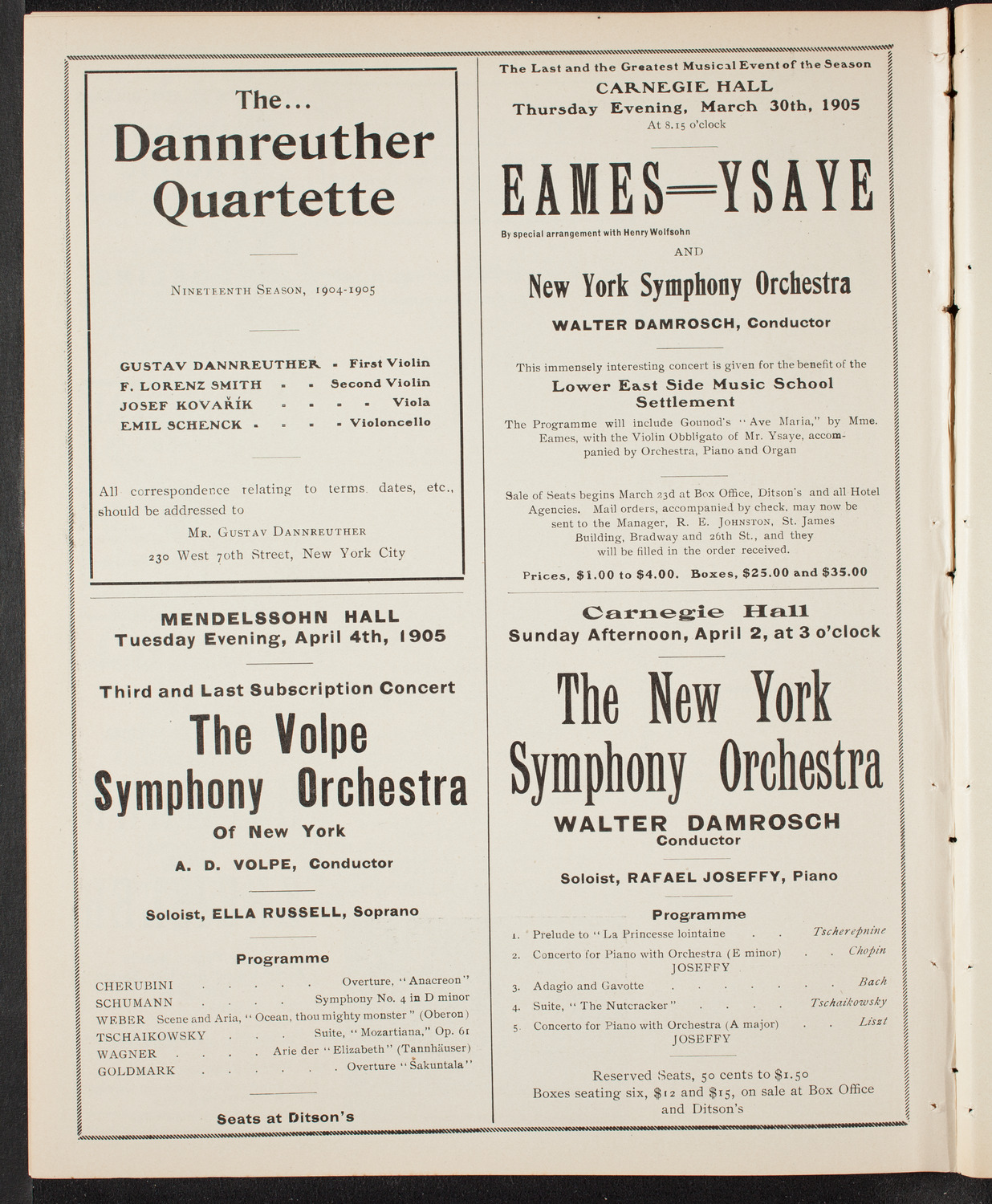 New York Philharmonic, March 24, 1905, program page 10