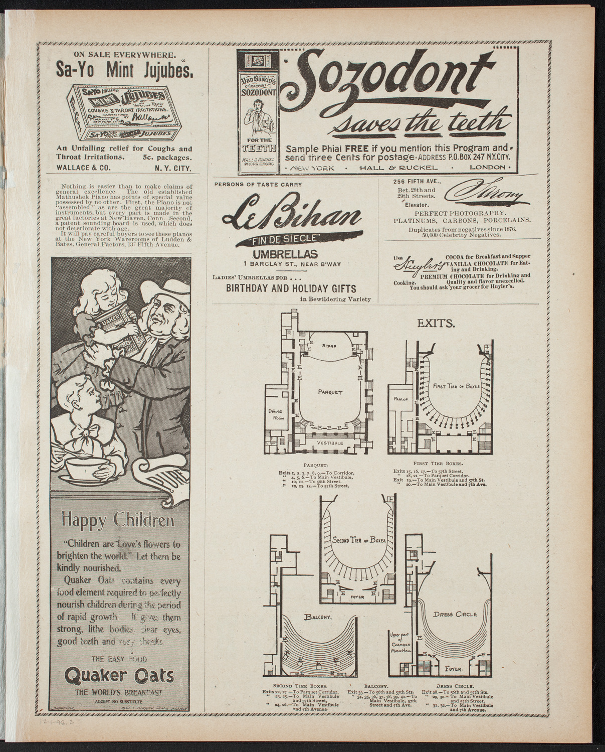 Benefit: German Hospital and Dispensary, December 1, 1898, program page 3