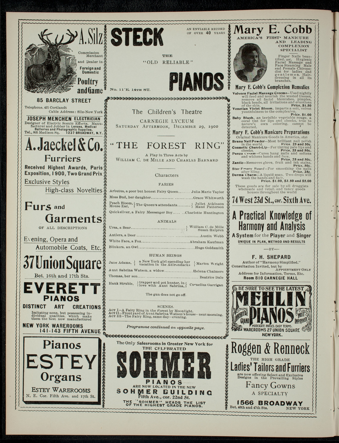 The Children's Theatre, December 29, 1900, program page 2