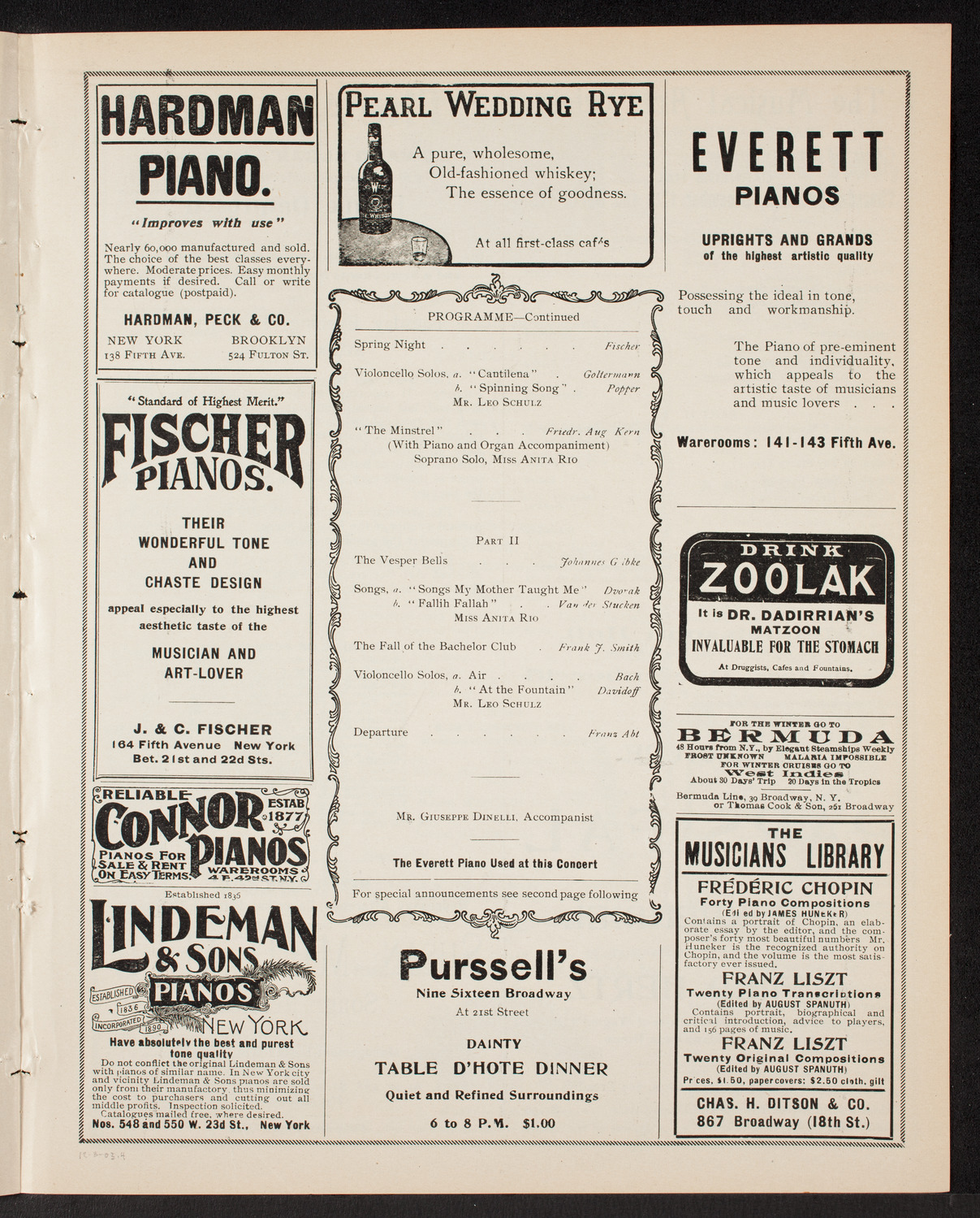 New York Banks' Glee Club, December 3, 1903, program page 7