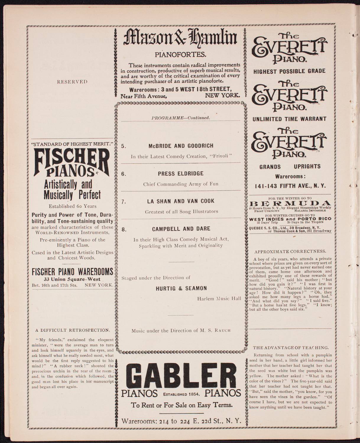 Metropolitan Street Railway Association Meeting and Vaudeville Program, October 7, 1899, program page 6