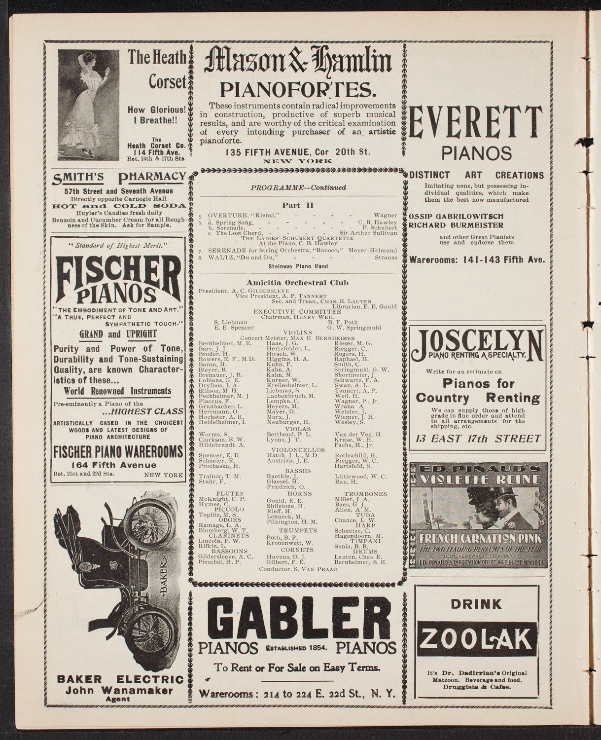 Amicitia Orchestral Club, May 9, 1902, program page 8