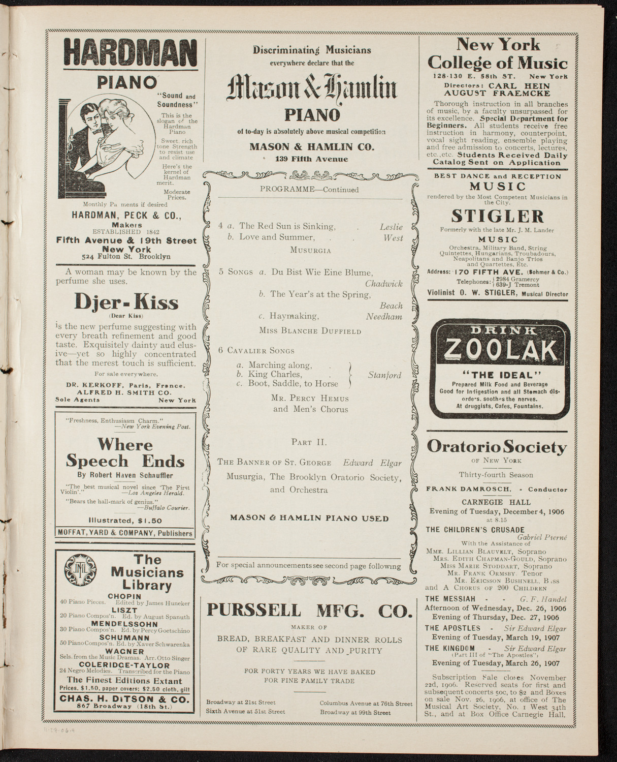 Musurgia, November 27, 1906, program page 7