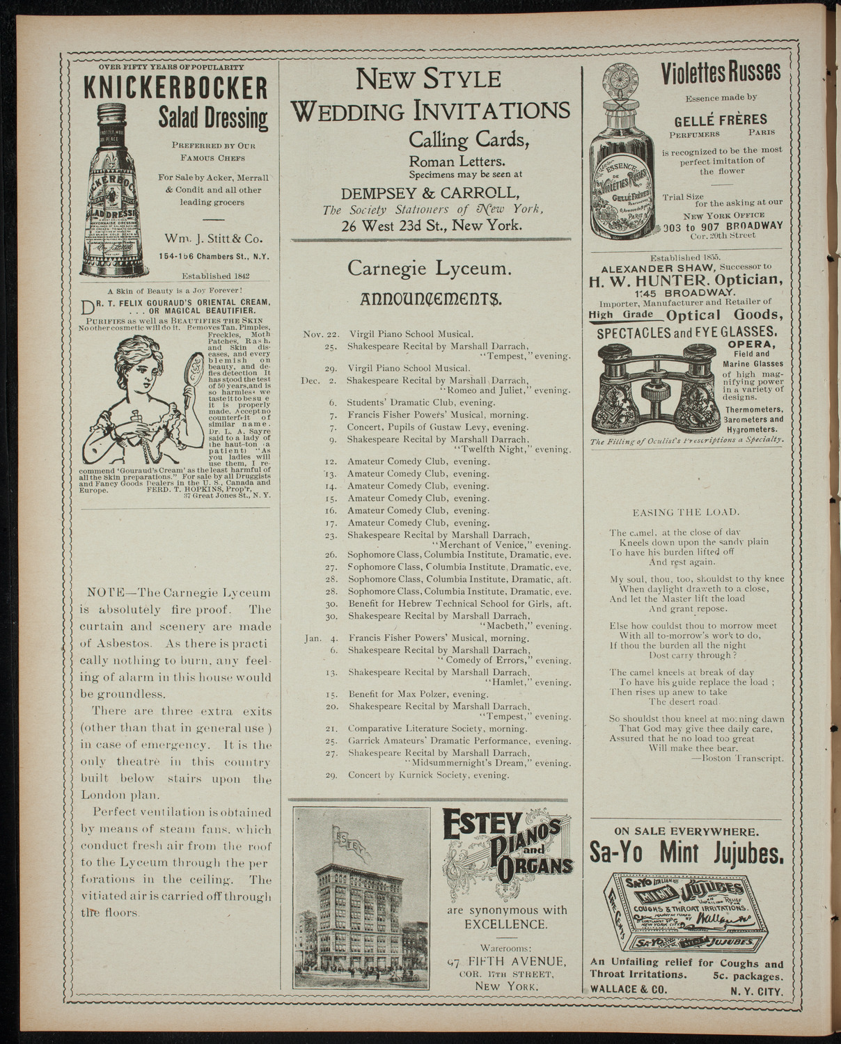 Richard Burmeister, November 21, 1898, program page 2