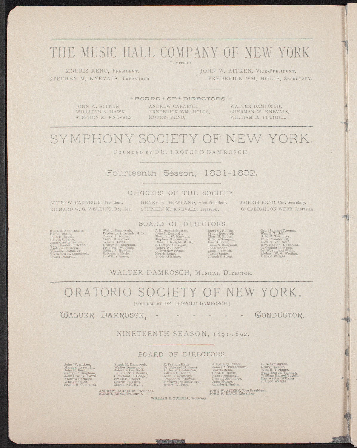 Evelina Roberti, April 19, 1892, program page 2