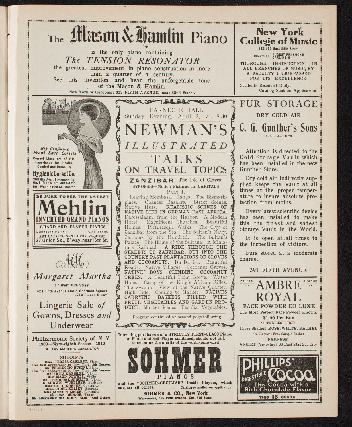 Newman's Illustrated Talks on Travel Topics, April 3, 1910, program page 5