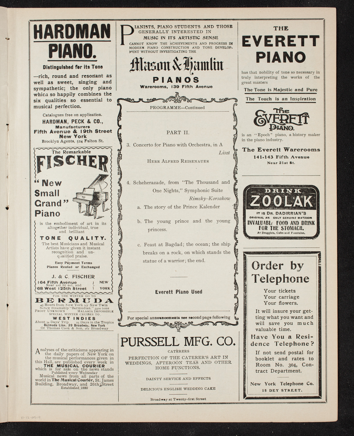 New York Symphony Orchestra, November 12, 1905, program page 7