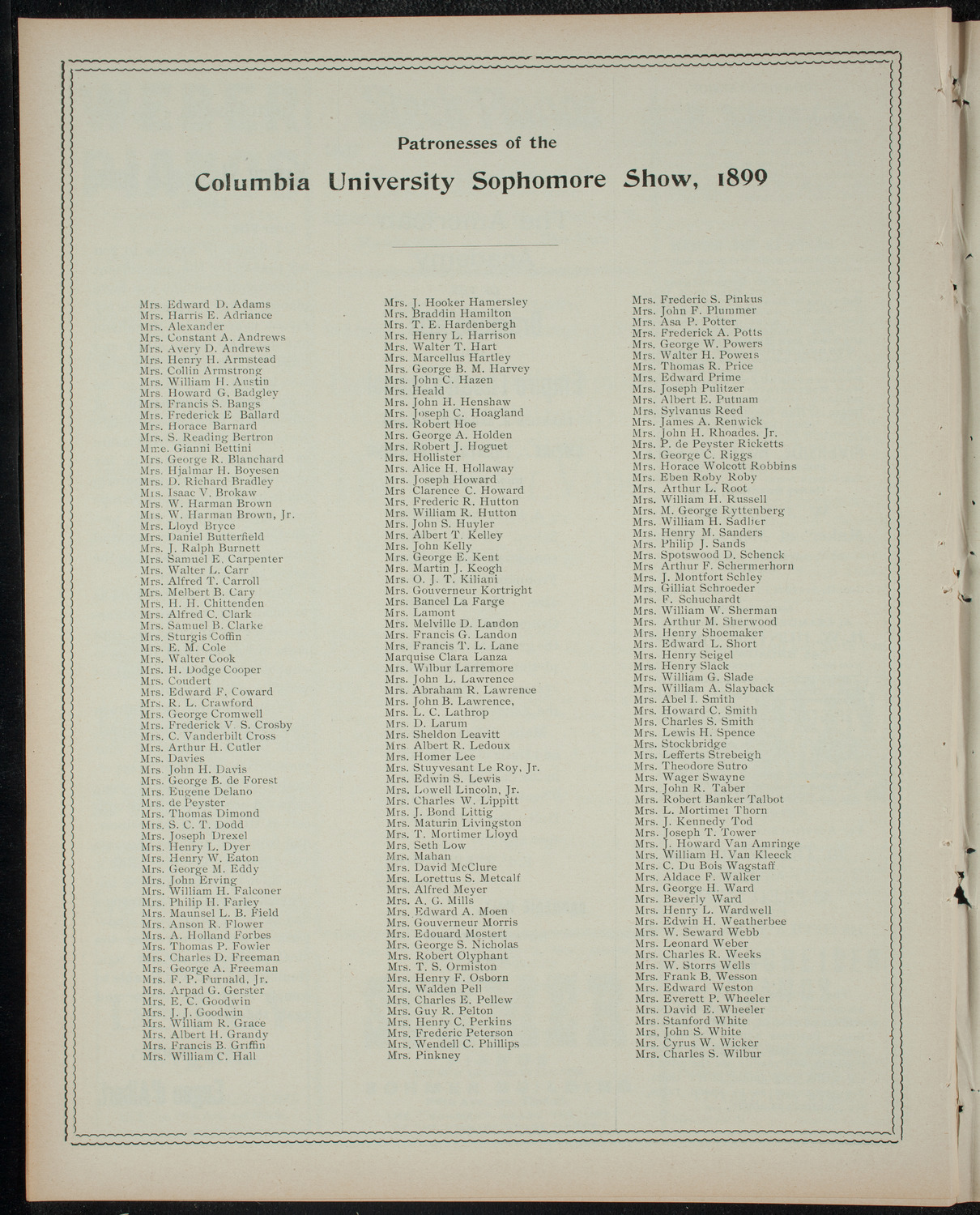 The Sophomore Class (1902) of Columbia University, December 13, 1899, program page 4