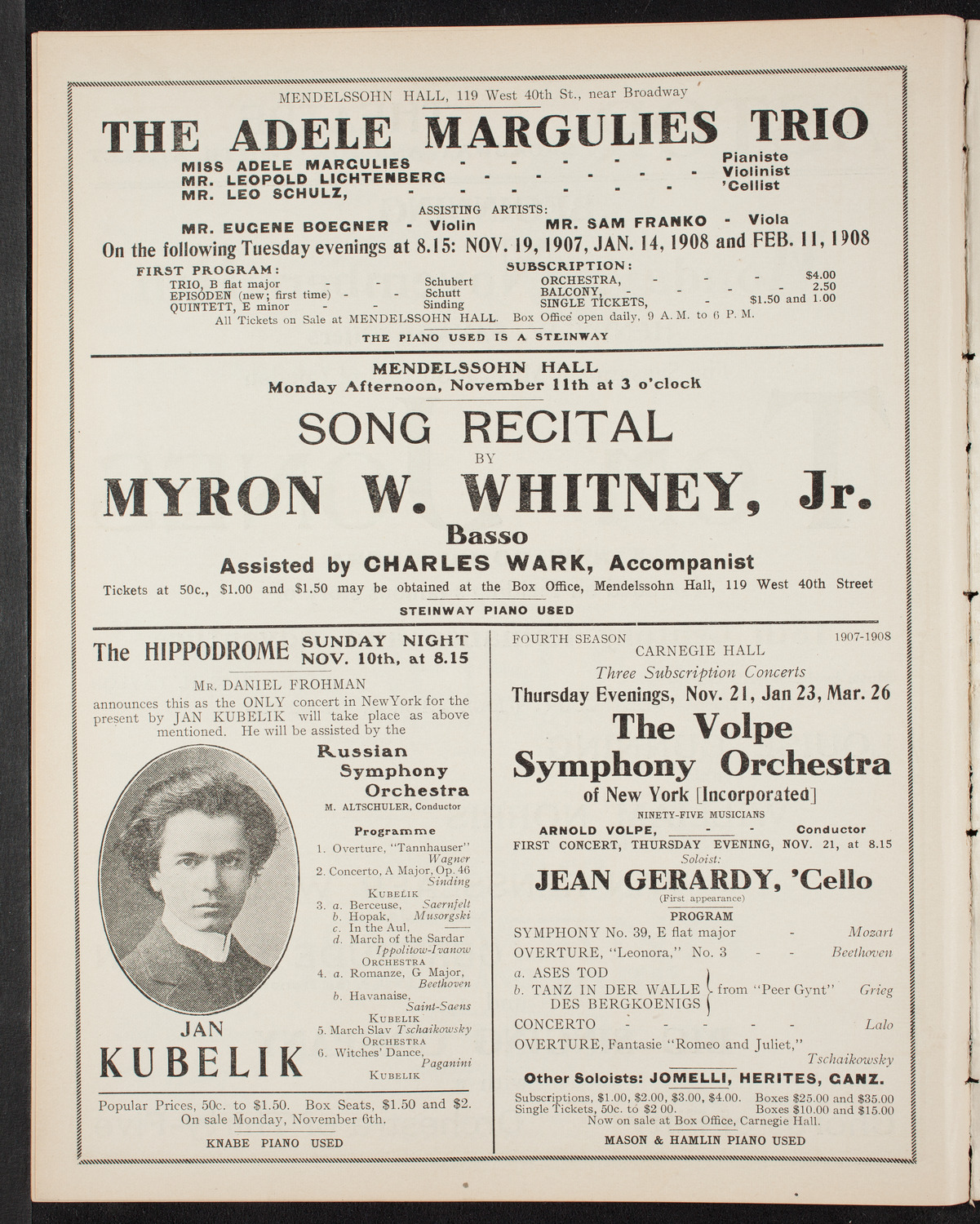 Philadelphia Orchestra, November 5, 1907, program page 12