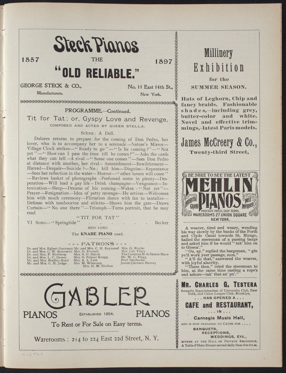 An Evening with Queen Stella, May 12, 1897, program page 5