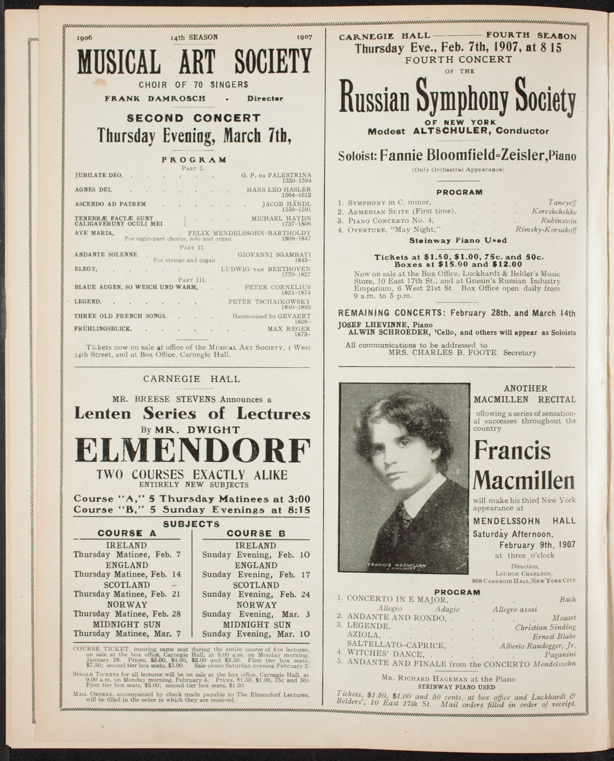 New York Symphony Orchestra, February 2, 1907, program page 10