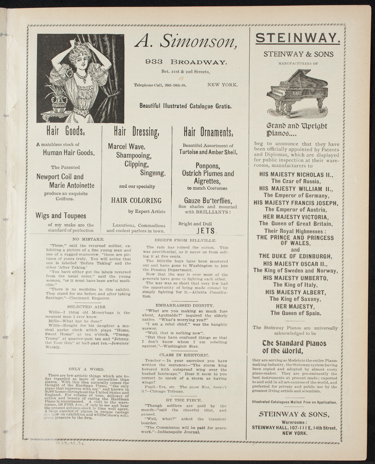 New York Orchestra (Paur Symphony Orchestra), October 29, 1898, program page 5