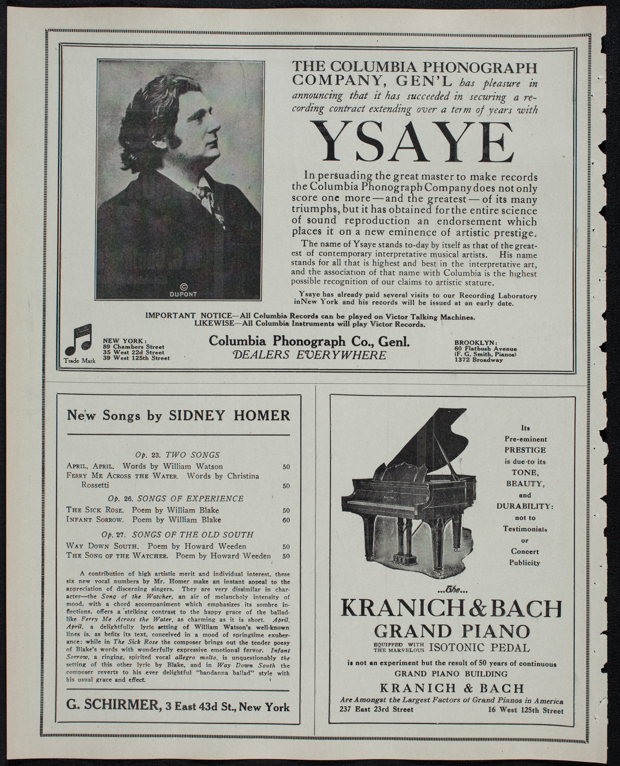 Julia Culp, Contralto, January 28, 1913, program page 6