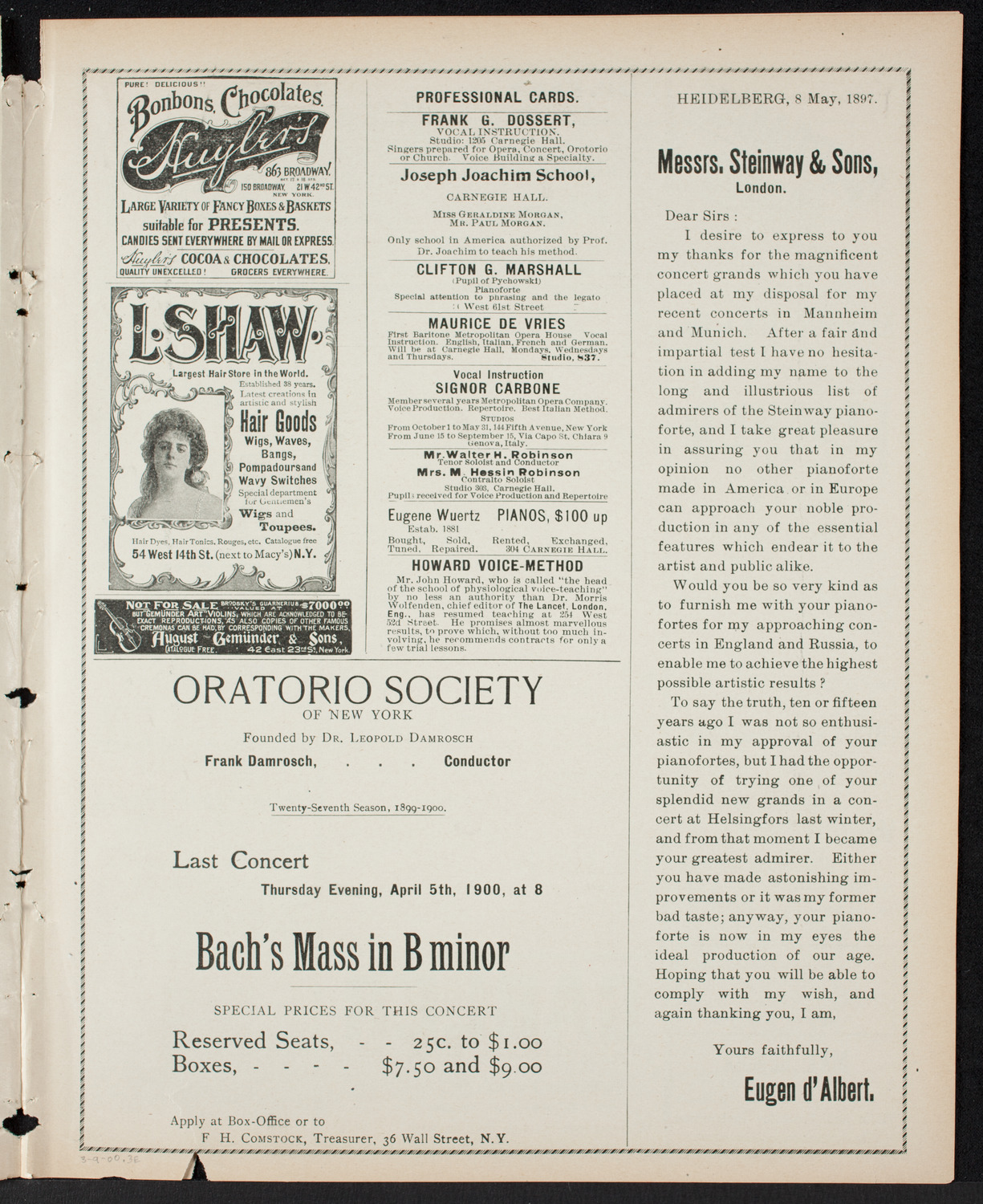 Debate: University of Chicago vs. Columbia University, March 9, 1900, program page 5