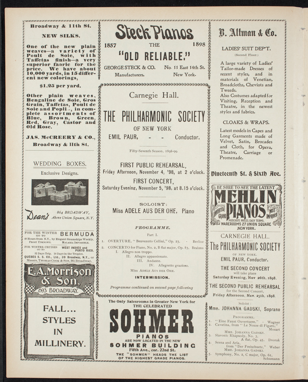 New York Philharmonic, November 4, 1898, program page 4