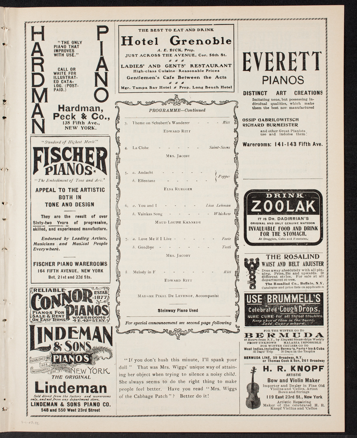 Grand Popular Concert, March 1, 1903, program page 7