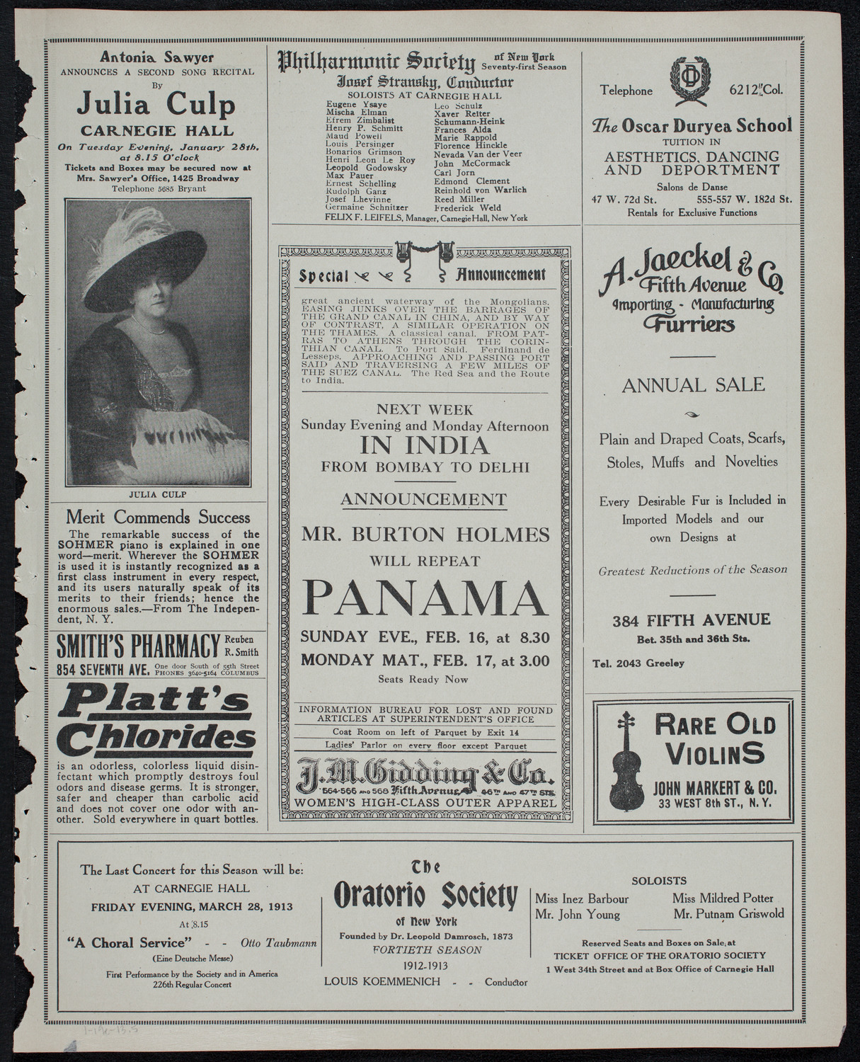 Burton Holmes Travelogue: Panama, January 19, 1913, program page 9