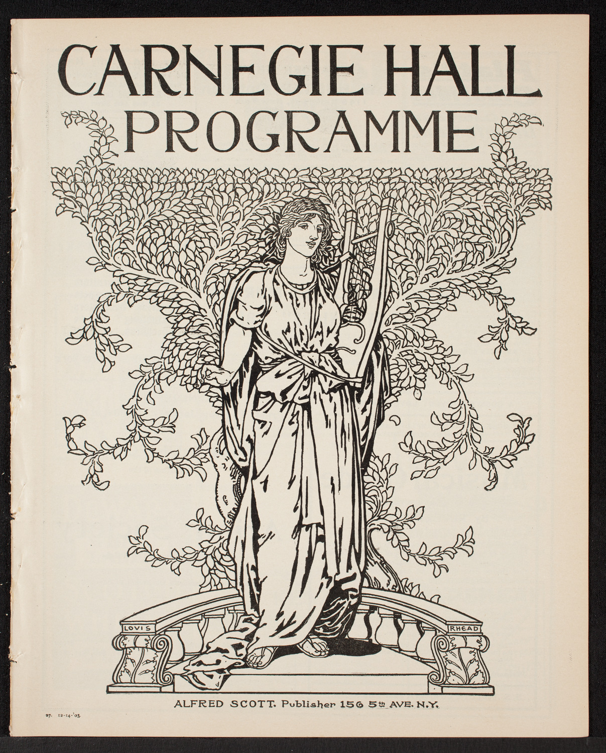 Caserini's Famous Roman Harp Orchestra, December 14, 1903, program page 1