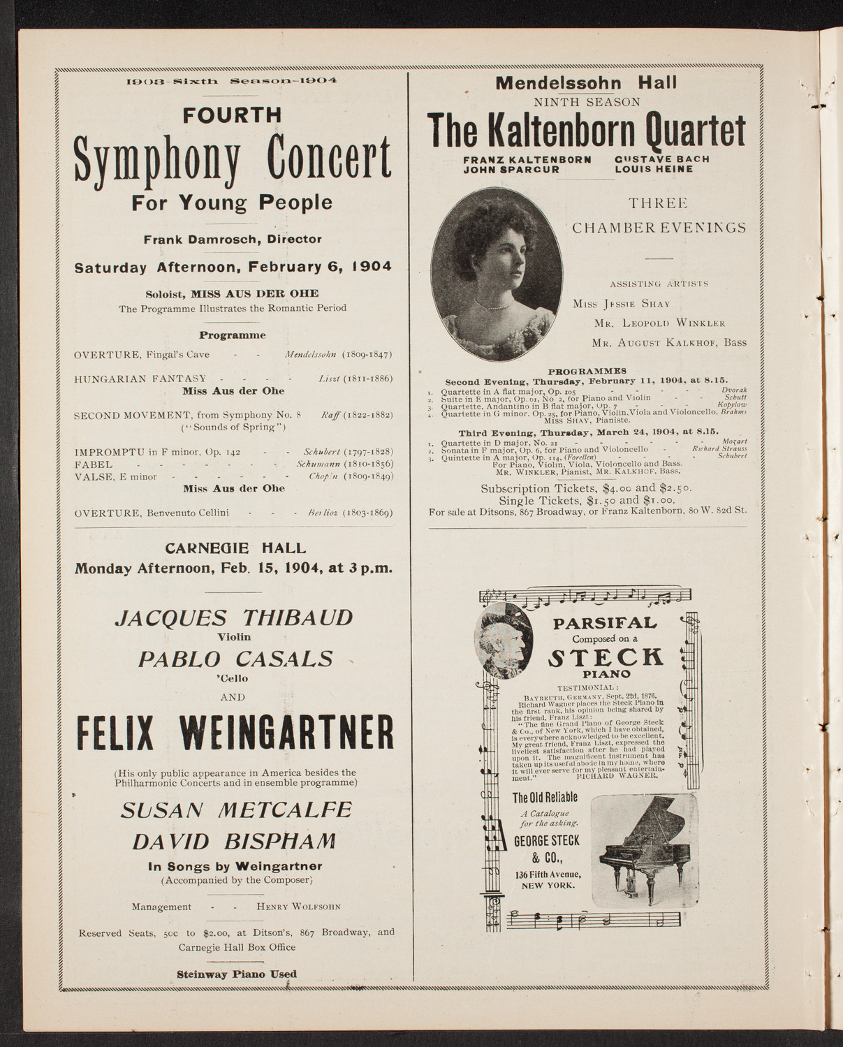 New York Philharmonic, January 30, 1904, program page 8