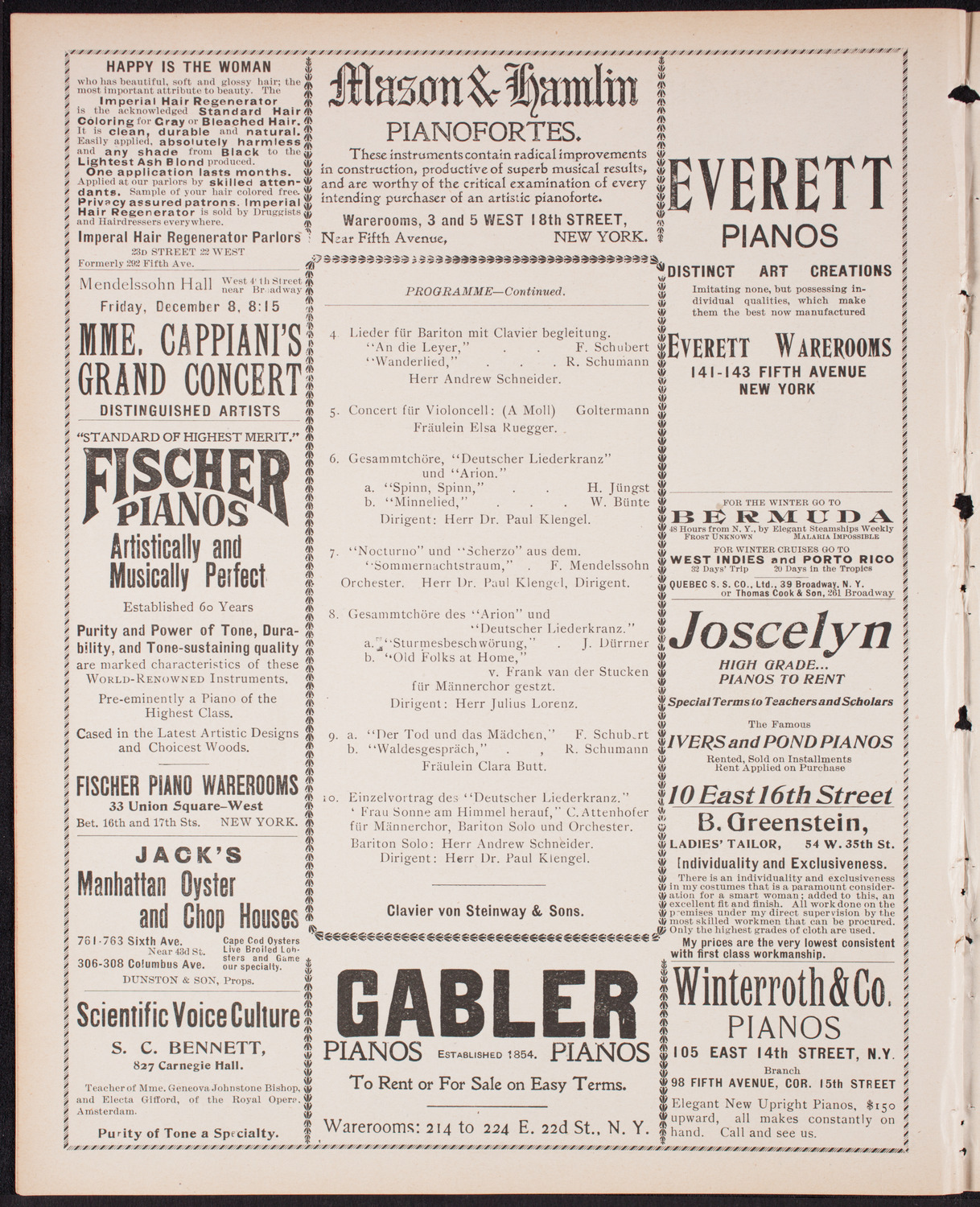 Benefit: German Hospital and Dispensary, November 29, 1899, program page 6