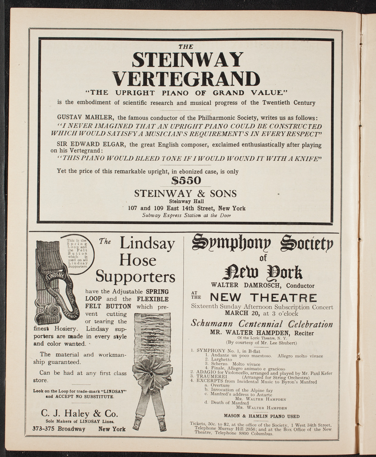New York Symphony Orchestra: Damrosch Silver Jubilee, March 15, 1910, program page 4