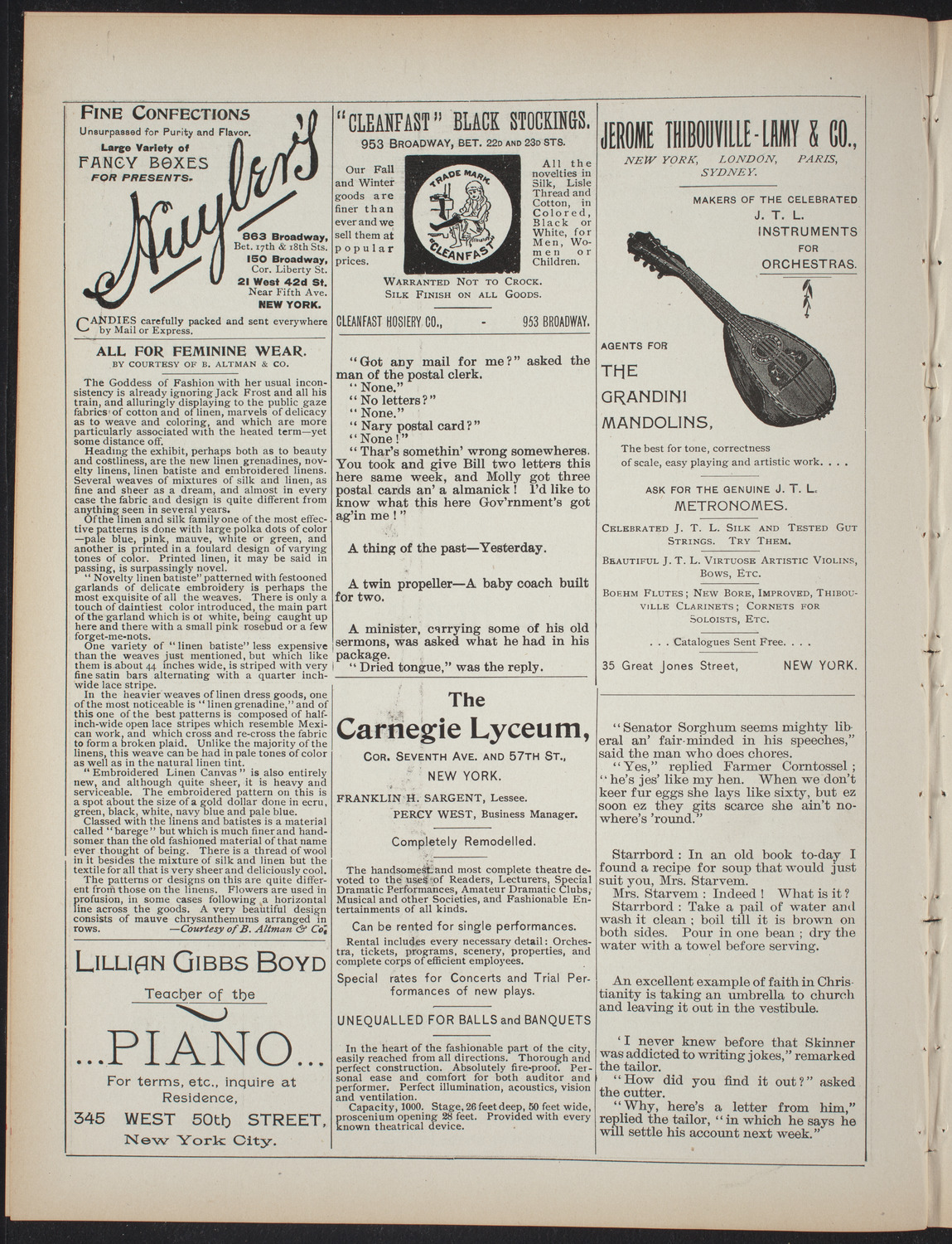 Marion: A Play in Five Acts, February 3, 1897, program page 4