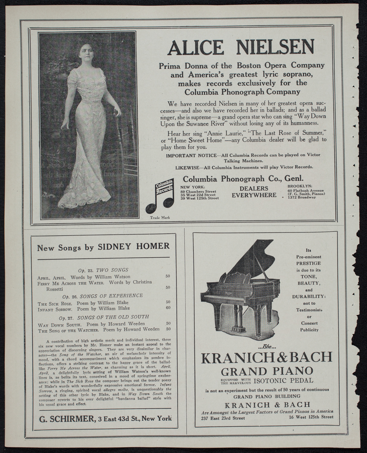 Alice Nielsen and John McCormack, January 19, 1913, program page 6