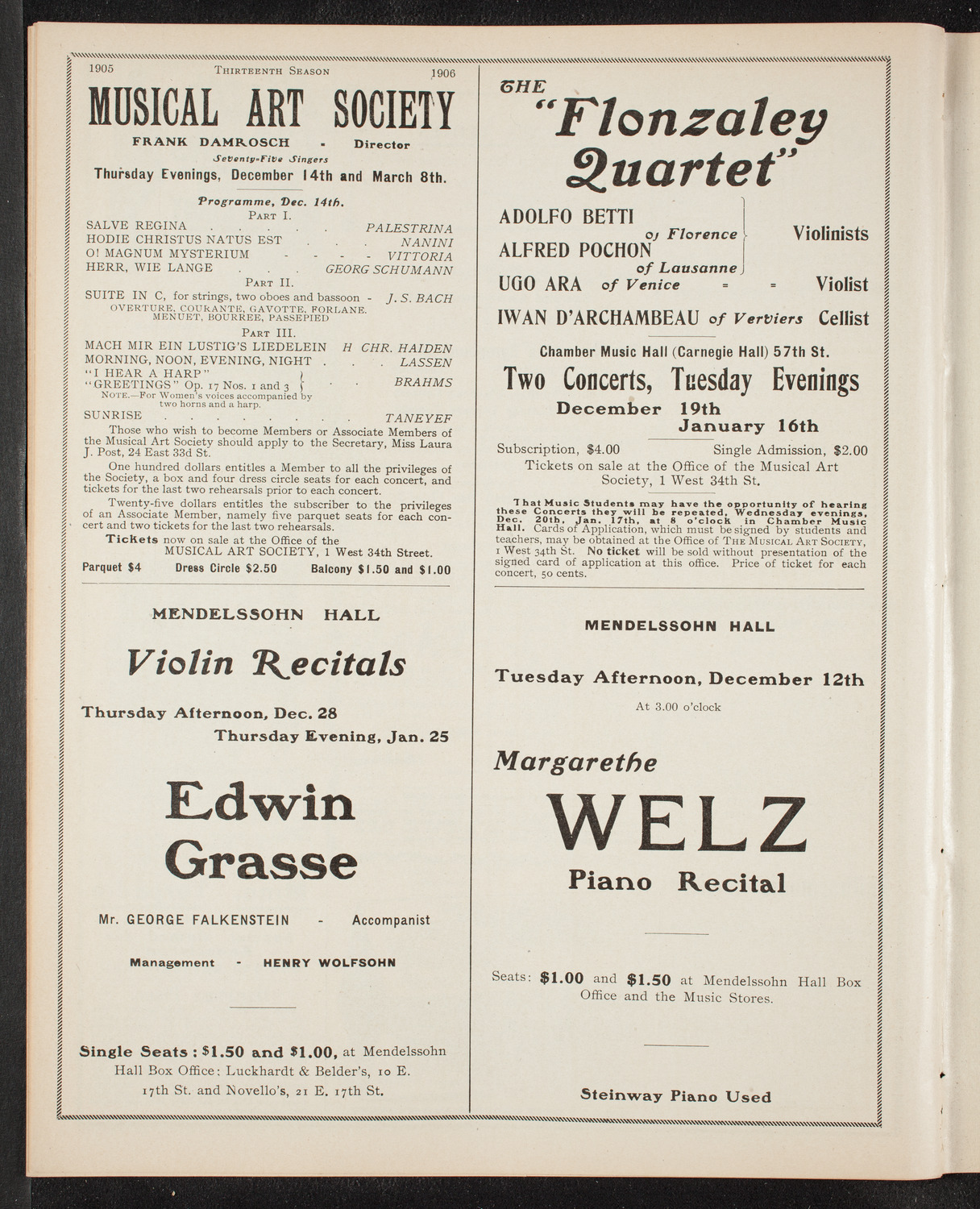 Philadelphia Orchestra, December 11, 1905, program page 10