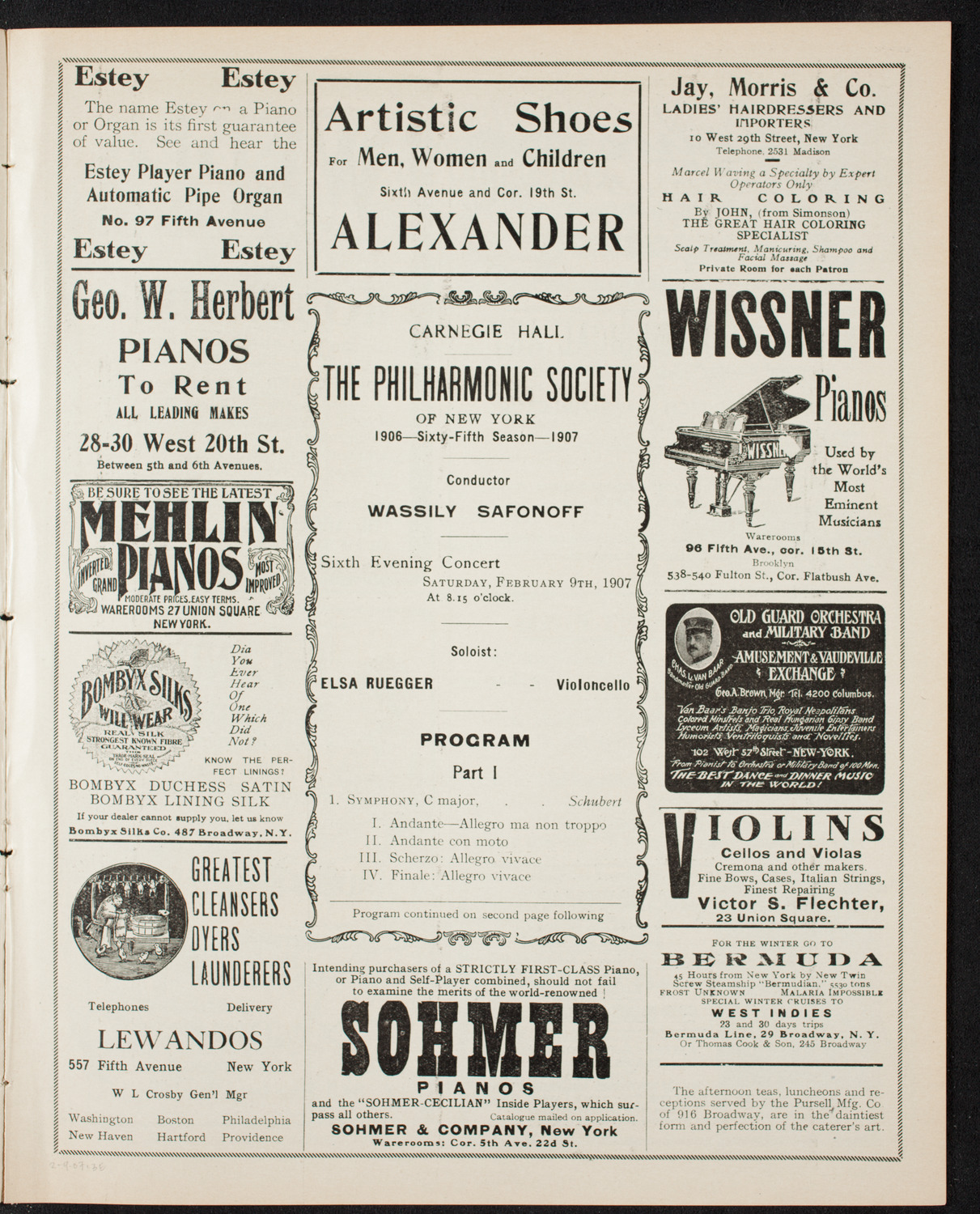 New York Philharmonic, February 9, 1907, program page 5