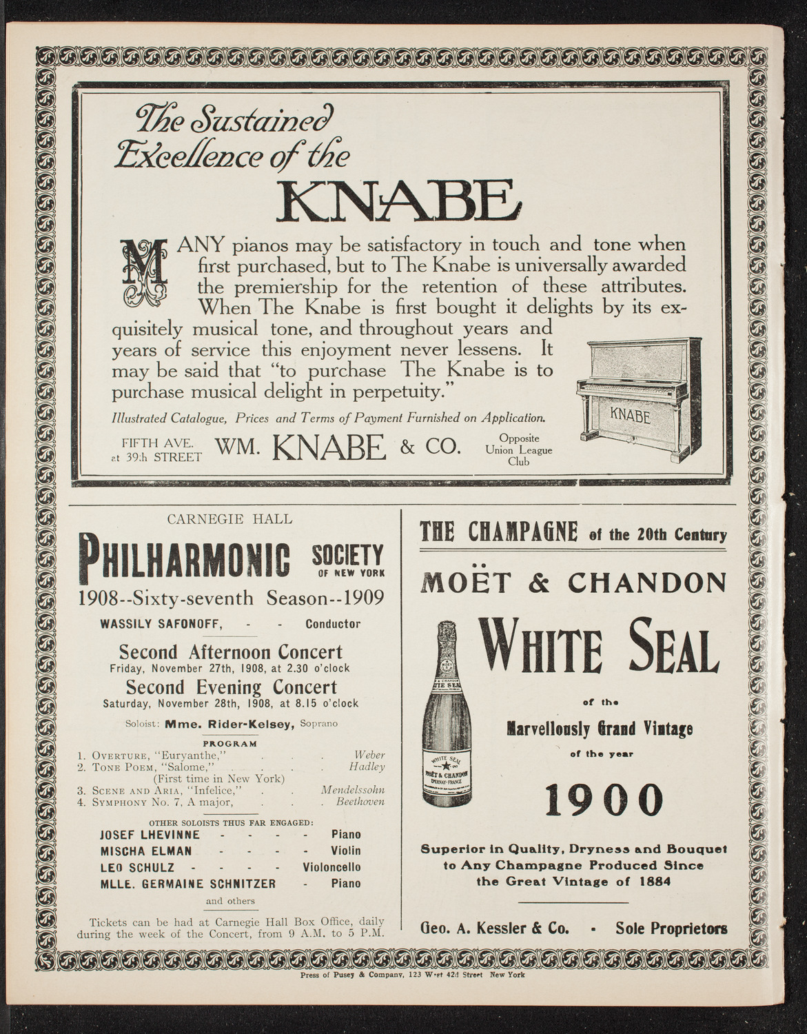 Volpe Symphony Society of New York, November 19, 1908, program page 12