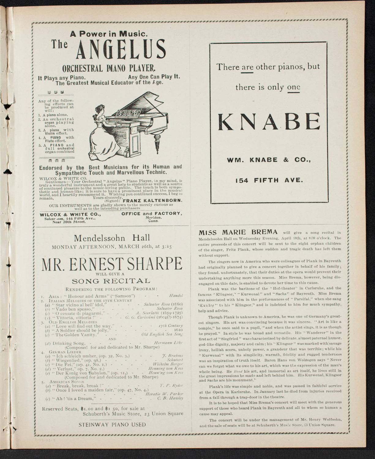 New York Philharmonic, March 23, 1900, program page 7