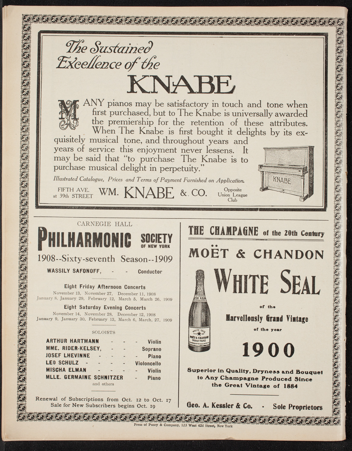 Philadelphia Orchestra, October 19, 1908, program page 12