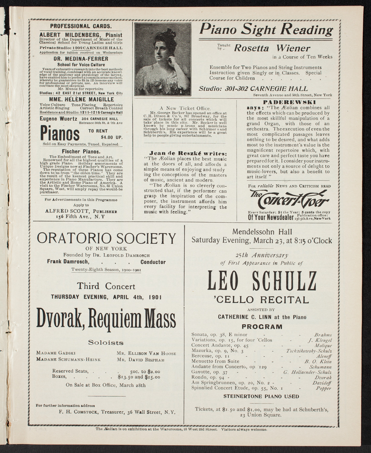New York Philharmonic, March 9, 1901, program page 3