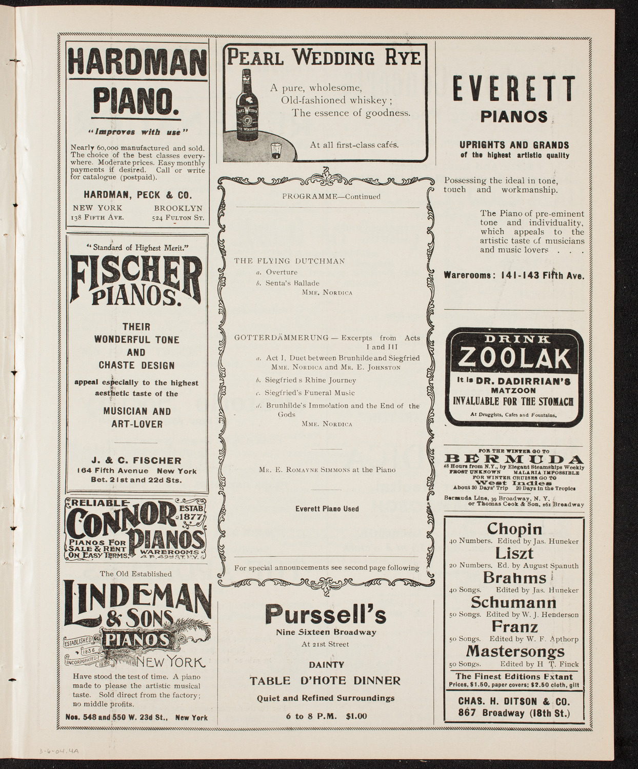 Lillian Nordica, Soprano, with the New York Symphony Orchestra, March 6, 1904, program page 7