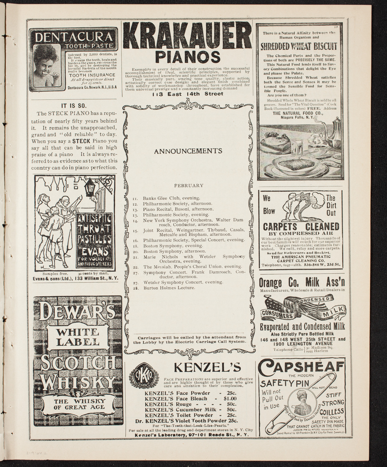 Oratorio Society of New York, February 9, 1904, program page 3