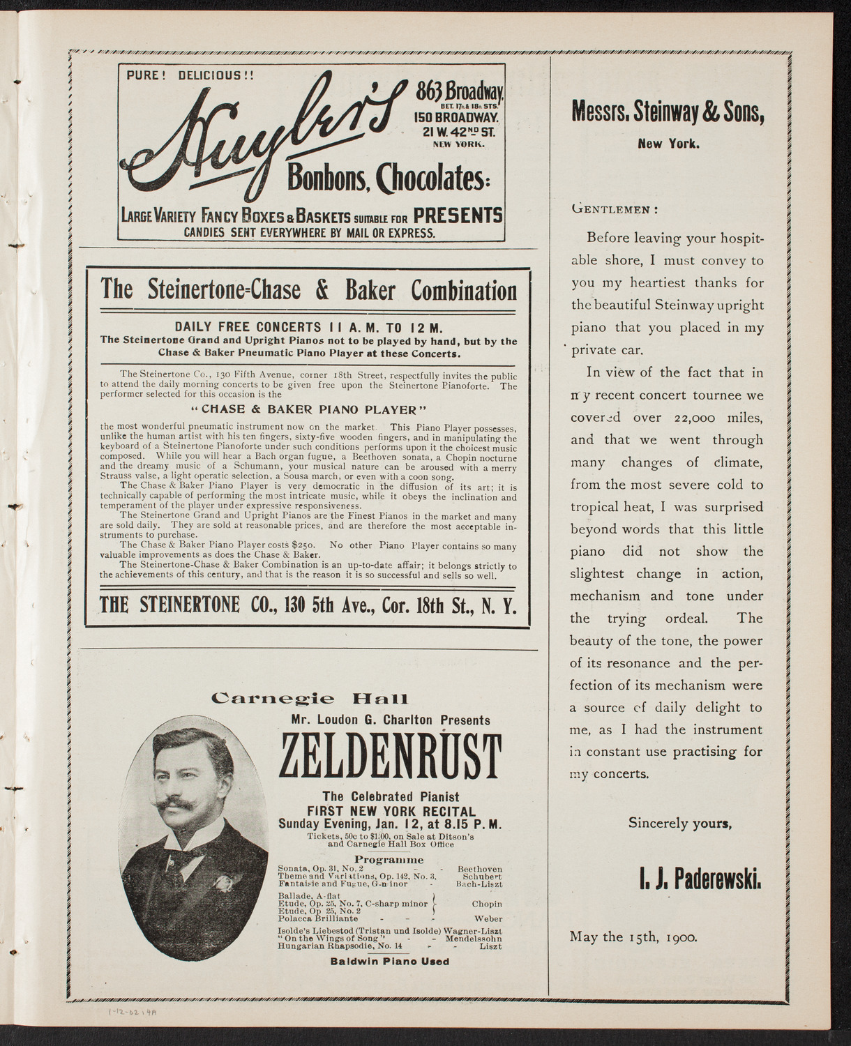 Ernestine Schumann-Heink, Mezzo-Soprano, January 12, 1902, program page 7