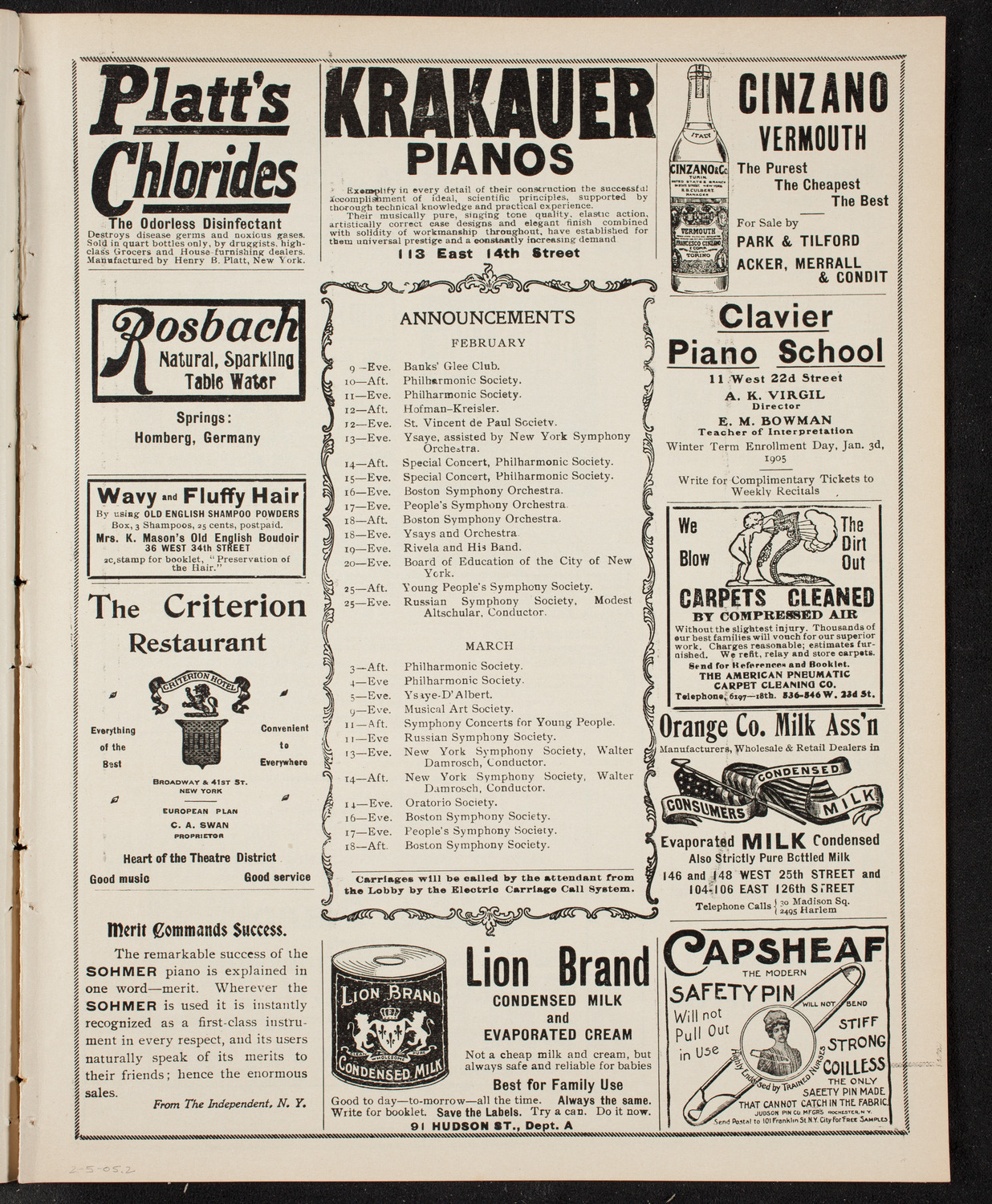 New York Symphony Orchestra, February 5, 1905, program page 3